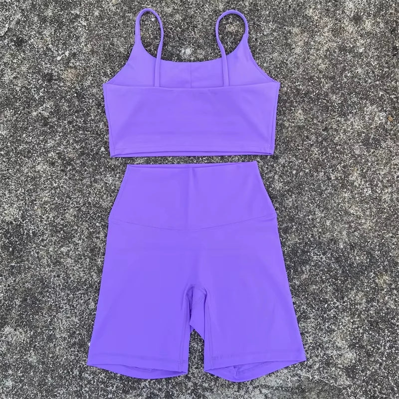 Conjunto Corto Yoga & Gym de 2 piezas para mujer transpirable