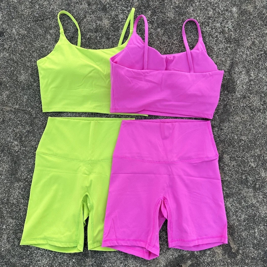 Conjunto Corto Yoga & Gym de 2 piezas para mujer transpirable