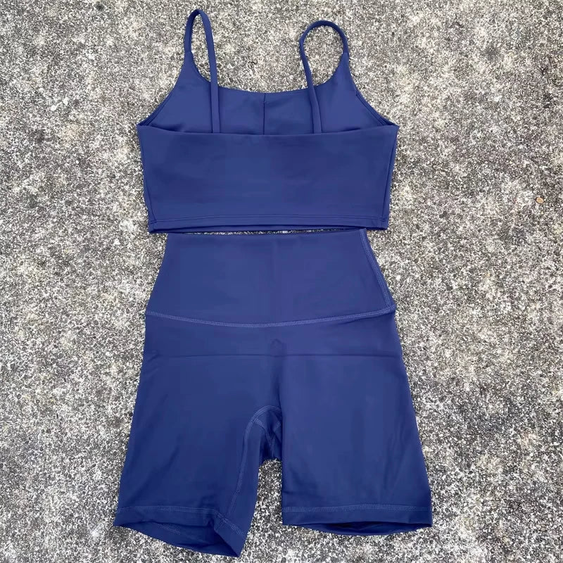 Conjunto Corto Yoga & Gym de 2 piezas para mujer transpirable