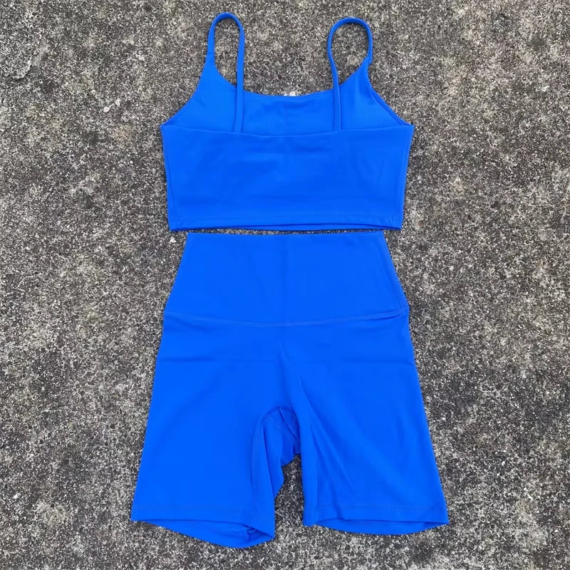 Conjunto Corto Yoga & Gym de 2 piezas para mujer transpirable