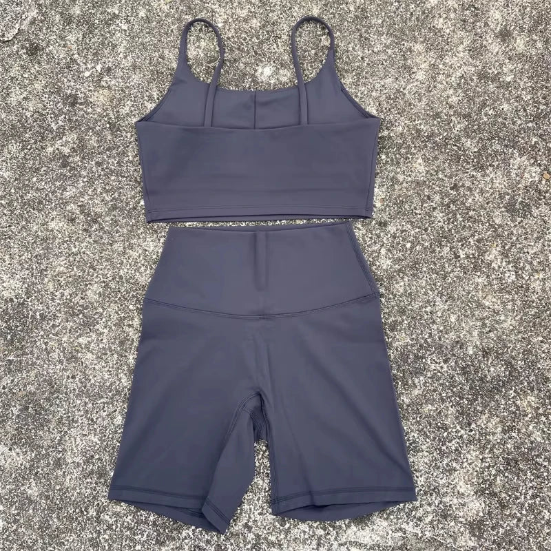Conjunto Corto Yoga & Gym de 2 piezas para mujer transpirable